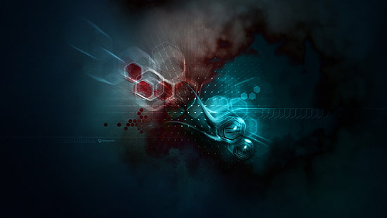 blaue und rote digitale Tapete, Zusammenfassung, digitale Kunst, HD-Hintergrundbild HD wallpaper