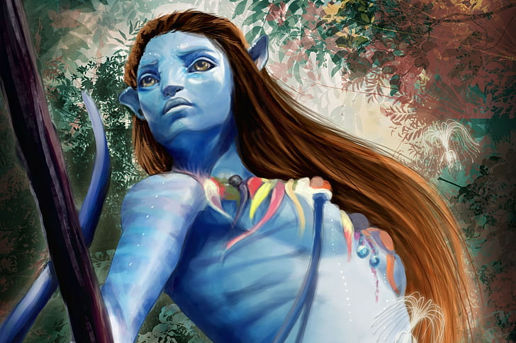 Avatar, seni fantasi, kulit biru, Wallpaper HD