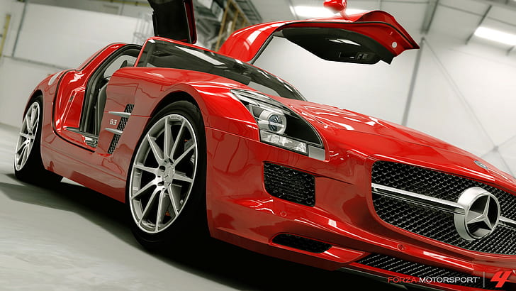 Forza Motorsport, Forza Motorsport 4, auto, videogiochi, Mercedes SLS AMG, Sfondo HD