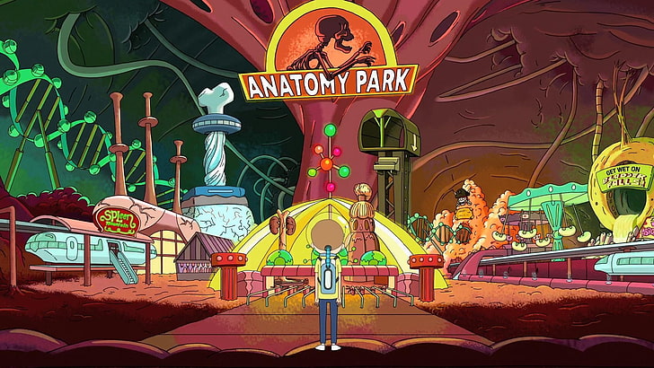 Rick & Morty Anatomy Park Fernsehbildschirm, Rick und Morty, Themenparks, Morty Smith, HD-Hintergrundbild