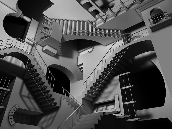 Kunstwerk, CGI, Escher, Labyrinth, HD-Hintergrundbild