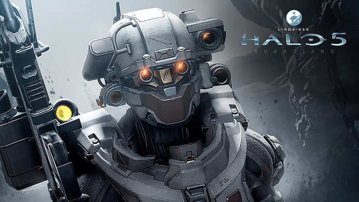 Halo robot poster, Halo 5, Spartans, Linda-058, sniper rifle, HD wallpaper