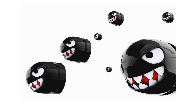 black and white dome light, Mario Bros., Bullet Bill, video games, simple background, HD wallpaper