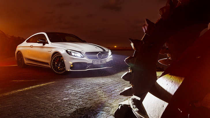 Mercedes-AMG C63, Night, 4K, HD wallpaper