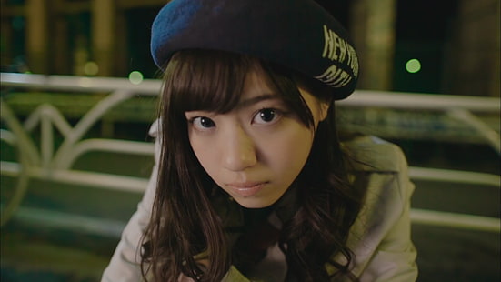 Nogizaka46, asiático, mulheres, chapéu, morena, cabelos longos, cabelos ondulados, HD papel de parede HD wallpaper
