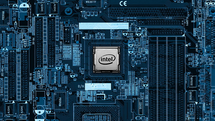 голубая материнская плата Intel, Intel, материнские платы, IT, компьютер, HD обои