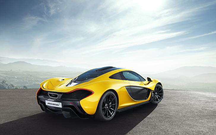 McLaren P1, carro esportivo, carro amarelo, natureza, céu, McLaren P1, carro esportivo, carro amarelo, natureza, céu, HD papel de parede