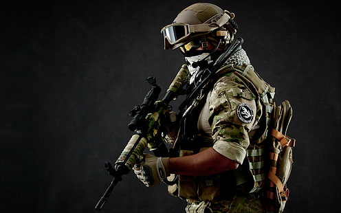 армия, пистолет, военный, солдат, оружие, HD обои HD wallpaper