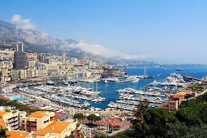 лукс, Монако, пристанище, яхти, HD тапет