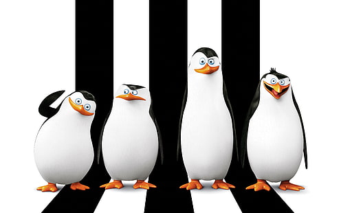 マダガスカルのペンギンのイラスト、漫画、リコ、スキッパー、コワルスキー、クラシファイド、Corp長、マダガスカルのペンギン、マダガスカルのペンギン、プラポール、 HDデスクトップの壁紙 HD wallpaper