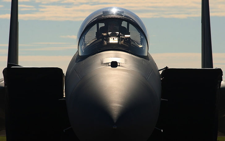 التصوير عن قرب لطائرة مقاتلة رمادية ، طائرة ، عسكرية ، F-15 سترايك إيجل ، طائرة عسكرية، خلفية HD