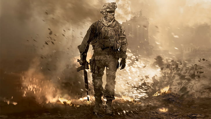 man som bär arméutrustning som håller gevär digital tapet, Call of Duty, Call of Duty Modern Warfare 2, videospel, MW2, HD tapet