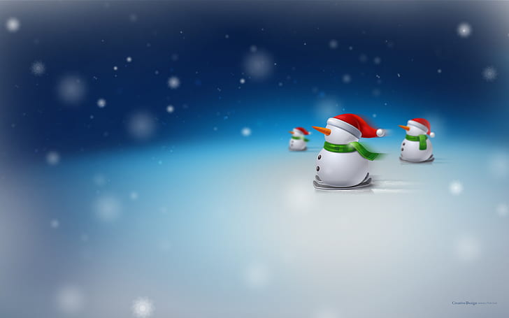 Snowmen, XMAS, Winter, Snowfall, HD wallpaper