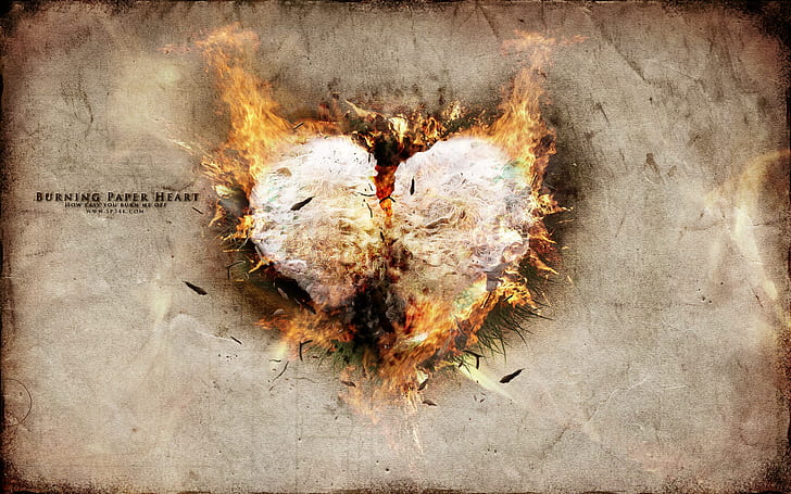 Heart Fire HD, fire, heart, love/hate, HD wallpaper