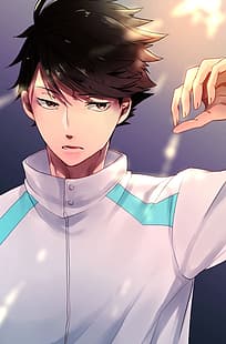 Tōru Oikawa, anime-pojkar, volleybollspelare, vertikal, Haikyuu, anime, HD tapet HD wallpaper