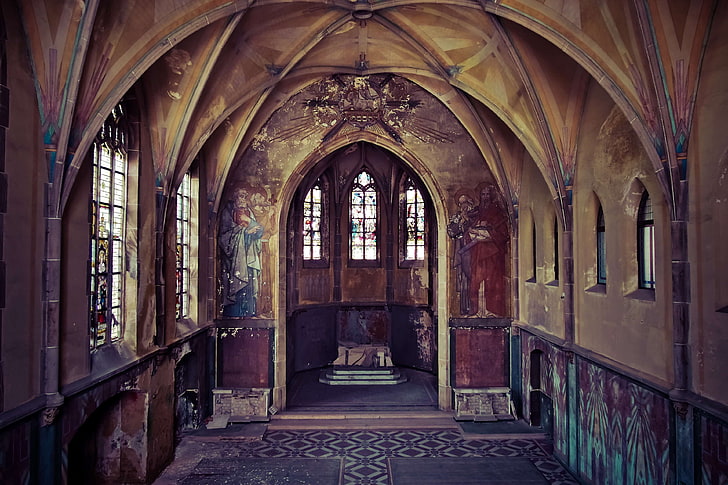 abandoned, ailing, architecture, break up, broken, building, church, decay, dilapidated, finiteness, forget, home, lapsed, leave, lost places, masonry, monastery, murals, old, old building, passed, past, pforphoto, rel, HD wallpaper