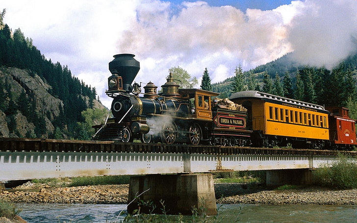 المحرك والسكك الحديدية والبخار والمسارات والقطارات، خلفية HD