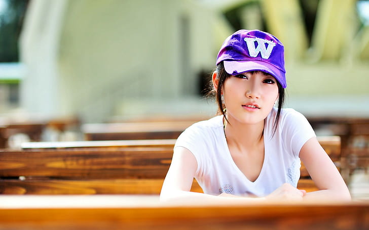 สาวเอเชียหมวกเสื้อยืดหนุ่มสาวเอเชียหมวกเสื้อยืดหนุ่ม, วอลล์เปเปอร์ HD