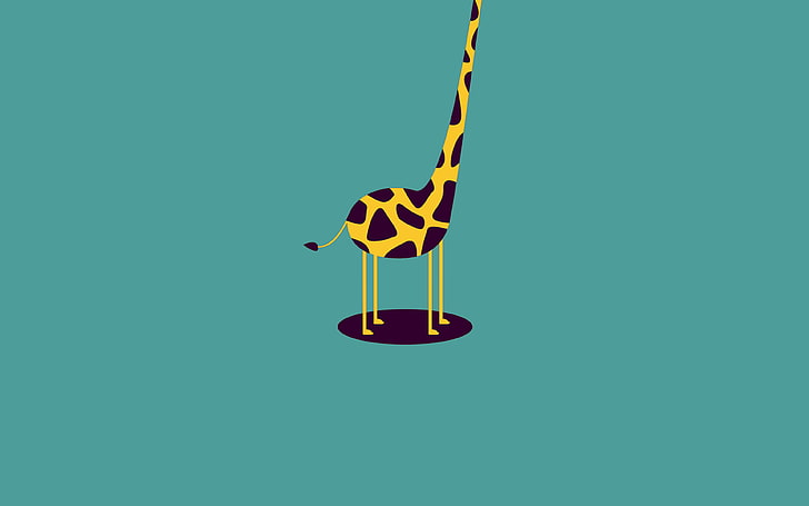 giraffe, cute, blue, minimal, simple, HD wallpaper