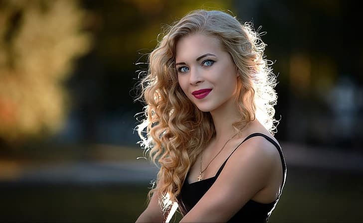 girl, sexy, eyes, model, pretty, lips, face, hair, beautiful girl, blonde, pose, Sergey Baryshev, HD wallpaper