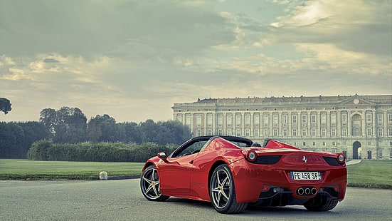 czerwone Ferrari 458 Italia cabrio coupe, Ferrari, Ferrari 458 Italia, pająk, samochód, Tapety HD HD wallpaper