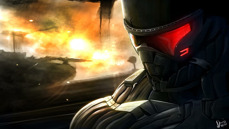 Crysis 2 Fan Art, черна армейска костюмна игра, crysis, игри, HD тапет
