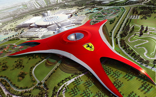 Ferrari Dubai, Ferrari World Дубай, Ferrari, Дубай, путешествия и мир, HD обои HD wallpaper