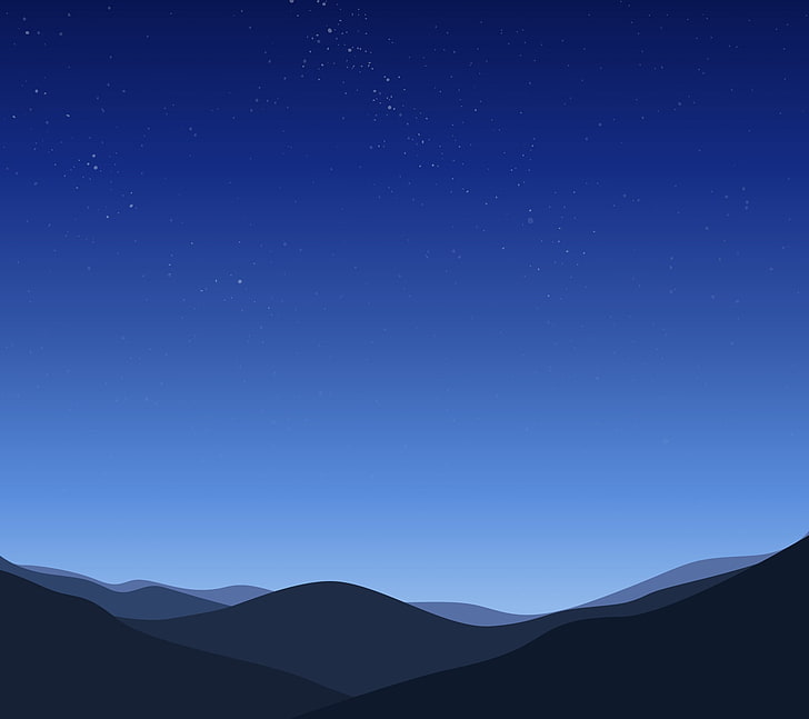 minimalism, mountains, stars, landscape, HD wallpaper