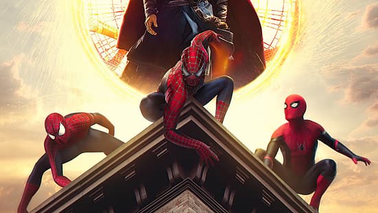  spiderman No Way Home, Marvel Cinematic Universe, Tom Holland, Tobey Maguire, Andrew Garfield, Doctor Strange (Movie), HD wallpaper HD wallpaper