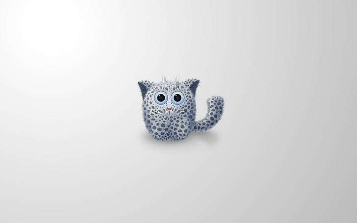 Puffy cat, gray and blue animal plush toy, digital art, 1920x1200, HD wallpaper