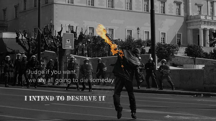 Anarchy, fire, police, HD wallpaper