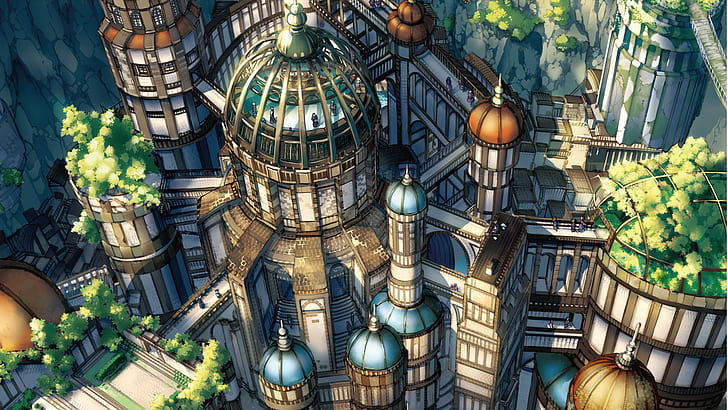 Anime, Fantasiestadt, Kathedrale, Stadt, HD-Hintergrundbild