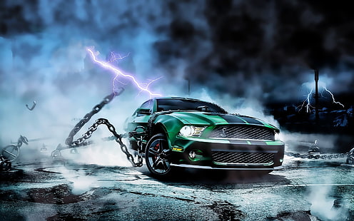 cupê Shelby Cobra verde e preto, carro, carro esportivo, HD papel de parede HD wallpaper