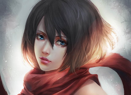 삽화, 애니메이션 소녀들, Shingeki no Kyojin, Mikasa Ackerman, HD 배경 화면 HD wallpaper