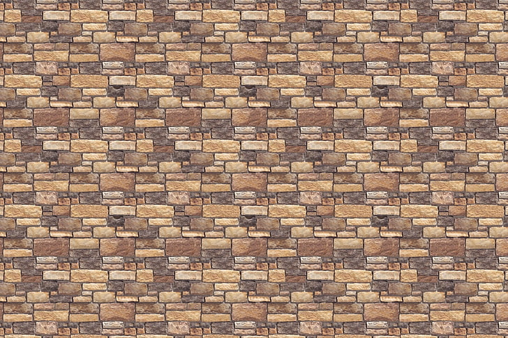 коричневая и черная кирпичная стена, камни, стена, кирпичи, текстура, рельеф, HD обои