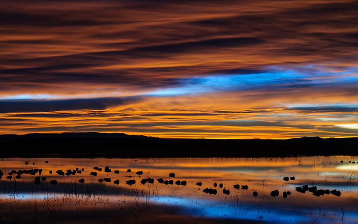 New Mexico Sunset Reflection, cloudy sky, sunset, landscape, new mexico, HD wallpaper