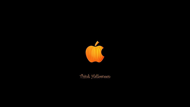 Halloween, Apple Inc., pumpkin, black background, HD wallpaper