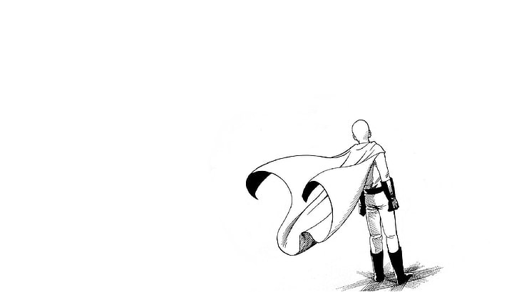 One-Punch Man, Сайтама, белый фон, HD обои