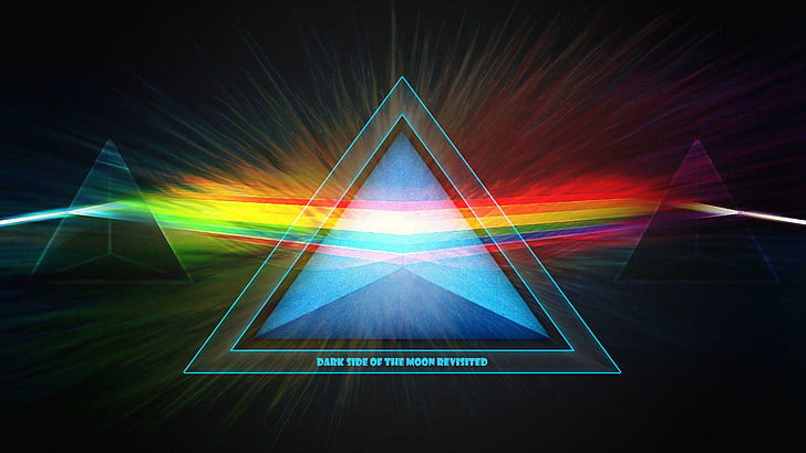 Dark Side Of The Moon Revisited, album Pink Floyd Dark Side of the Moon, przestrzeń, floyd, kolor, księżyc, muzyka, tęcza, różowy, 3d i abstrakcja, Tapety HD