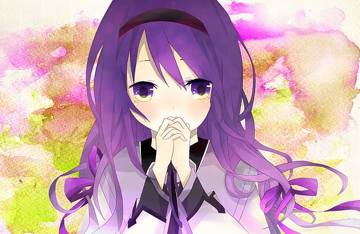 anime girls, visual novel, purple hair, anime, HD wallpaper