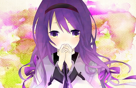 аниме девушки, визуальный роман, фиолетовые волосы, аниме, HD обои HD wallpaper