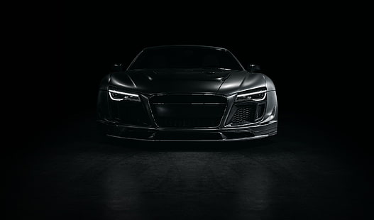 Audi, R8, auto sportiva, tuning, vista frontale, nero, Sfondo HD HD wallpaper