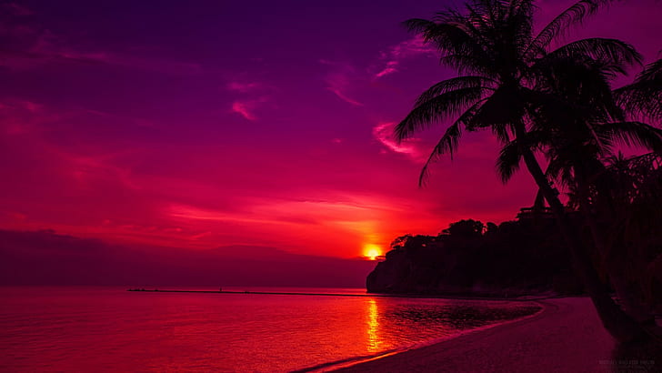 solnedgångstrand Thailand, HD tapet