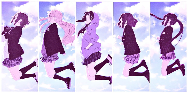 Anime Mädchen, K-ON !, Akiyama Mio, Tainaka Ritsu, Nakano Azusa, Hirasawa Yui, Kotobuki Tsumugi, Anime, Collage, HD-Hintergrundbild