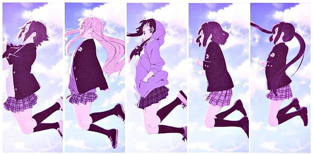 anime girls, K-ON!, Akiyama Mio, Tainaka Ritsu, Nakano Azusa, Hirasawa Yui, Kotobuki Tsumugi, anime, collage, HD wallpaper HD wallpaper