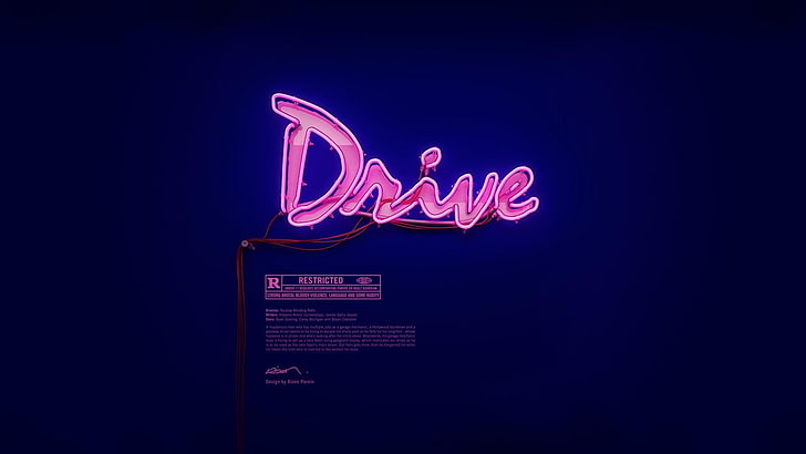 pink Drive neon signage, movies, Drive, typography, Film posters, neon, Ryan Gosling, Drive (movie), HD wallpaper