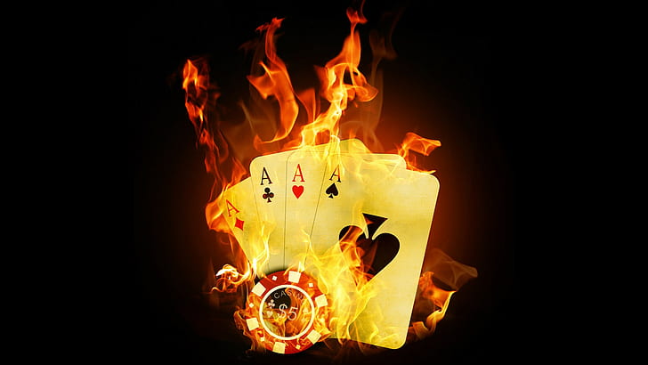 flaming skulls, blue flaming skull, ace, flame, fire, card, chio, poker, 1920x1080, HD wallpaper