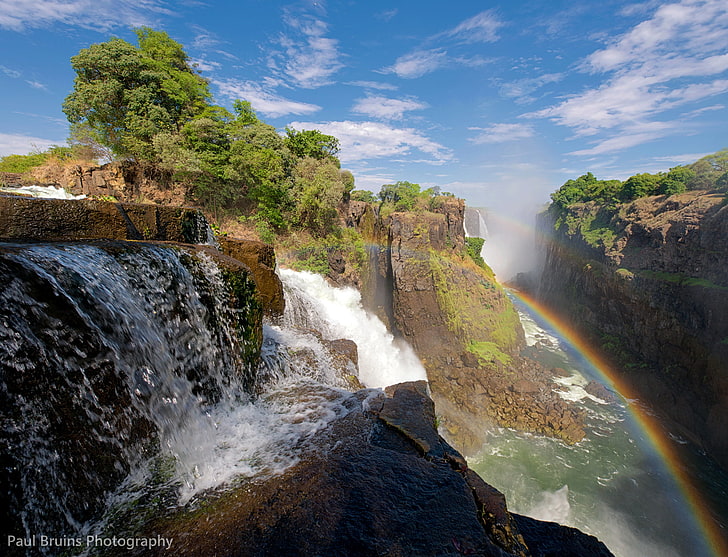водопады, природа, водопад, радуга, Виктория, Южная Африка, Замбия и Зимбабве, HD обои