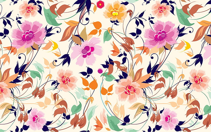 padrão floral multicolor, padrões, fundo, textura, superfície, HD papel de parede
