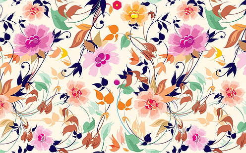 multi-color floral pattern, patterns, background, texture, surface, HD wallpaper HD wallpaper